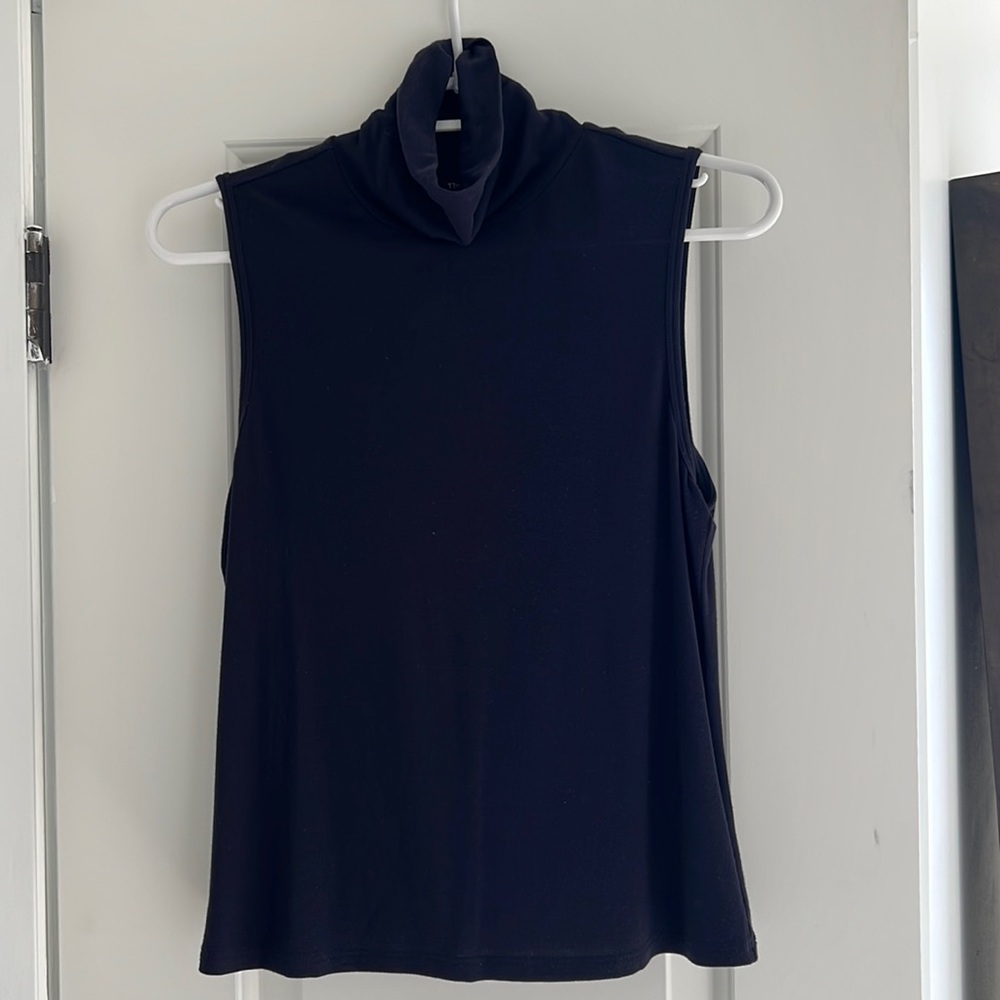 Theory Navy Blue Turtleneck Sleeveless Top